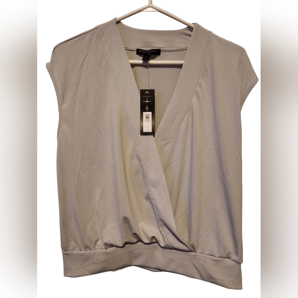 Banana Republic Light Gray Wrap Blouse